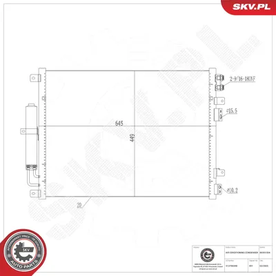 Produktbild von ESEN SKV 86SKV304 Kondensator Klimaanlage Klimakondensator für CHRYSLER 300 C Touring (LX, LE) +Trockner