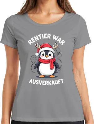 Produktbild von Rentier war t Pinguin Weihnachten lustig Geschenk Damen T-Shirt, Grau, M