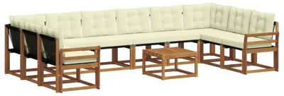 Produktbild von vidaXL Outdoor-Sofagarnitur 11 stk. Natur und Creme
