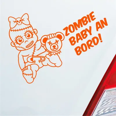 Produktbild von Auto Aufkleber Zombie Baby an Bord on Tour 30x21 cm Orange Sticker Heckscheibenaufkleber