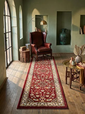 Teppich Rot Läufer gemütliche Wohnszene_#sku_BARK503119365667-BARK503119368227#