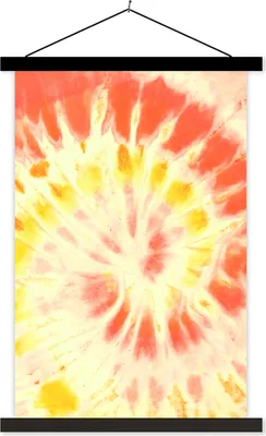 Produktbild von MuchoWow® Textilposter Krawattenfärbung - Rot - Gelb 120x180 cm mit schwarzem Rahmen - Fotos