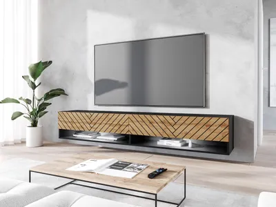 Obrázek produktu pro TV stolek s LED osvětlením 180 cm WILLA A - černý / dub wotan