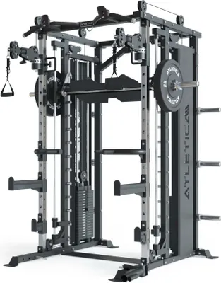 Produktbild von ATLETICA Fortress | Multipresse | Smith Maschine & 360° Flex-Cross System | Kraftstation mit 180 kg Steckgewichte