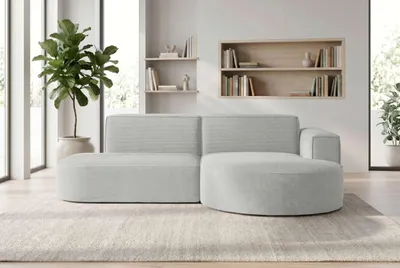 Produktbild von 99rooms Amaris Ecksofa Cordstoff POSO Hellgrau Rechts