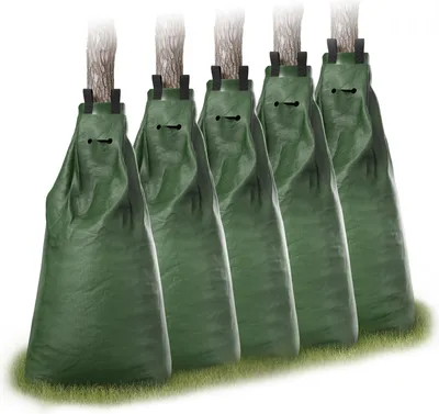 Immagine prodotto di Sacca di irrigazione Brandson, sacca di irrigazione sistema di irrigazione 75 L, occhielli per protezione antifurto, set di 4, sacca di irrigazione per alberi con cerniera, PVC resistente ai raggi UV