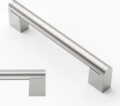 Obrázek produktu pro 128 mm Matný nikl Čtvercové úchytky - sada 10 nerezových nábytkových úchytek pro kuchyňské a kancelářské skříňky se zásuvkami