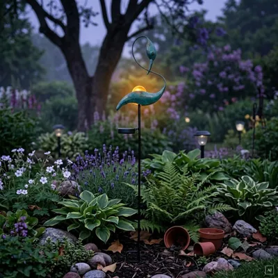 Produktbild von abc HOME | Gartenstecker Kranich | LED | Solarpanel | Lichtsensor | 127,5 cm H