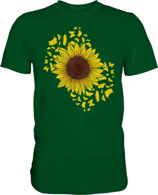 Produktbild von Sonnenblumen Schmetterling Garten T-Shirt Gärtner Geschenk – Bottle Green / 3XL