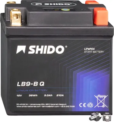 Produktbild von Shido Lithium Motorradbatterie LiFePO4 LB9-B Q 12V