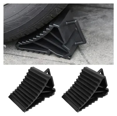 Image de Arrêts de pneus, lot de 2, en plastique, avec poignée, base antidérapante, pour voitures, remorques, camions