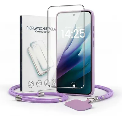 Produktbild von Handyhülle für Xiaomi Redmi 15 / 15 5G mit Handykette und 9H Displayglas Displayschutz Band Kordel Hülle Case Schutzhülle Lila Violett