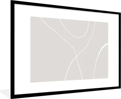 Produktbild von MuchoWow® Gerahmtes Poster Linienkunst - Abstrakt - Pastell 90x60 cm - Poster mit Schwarzem Bilderrahmen Wandposter Rahmen Foto Bilder - Wanddekoration - Fotos