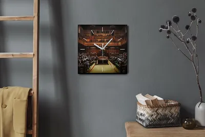 Produktbild von Coloray Hodiny Unikátní 30x30 cm  Tiché hodiny Pro obývací pokoj a kuchyň Nástěnné hodiny Plátno Bílé ručičky hodin - Parlament Banksy