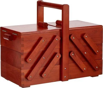 Produktbild von Famanu Nähkasten Dunkles Gummiholz - 36 x 28 x 19 cm