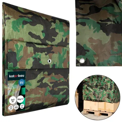 Zdjęcie produktu dla KOTARBAU® Plandeka Płachta Ochronna Okryciowa Mocna Gruba Uniwersalna Wodoodporna Moro 80 G/M2 3X3 M, productTiles.product.images.aiGenerated
