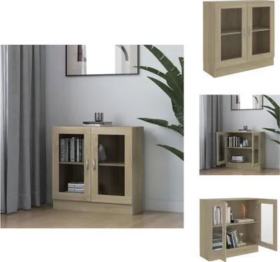 Obrázek produktu pro vidaXL Vitrína Sonoma dub 82,5x30,5x80 cm materiál na bázi dřeva - Regály a knihovny