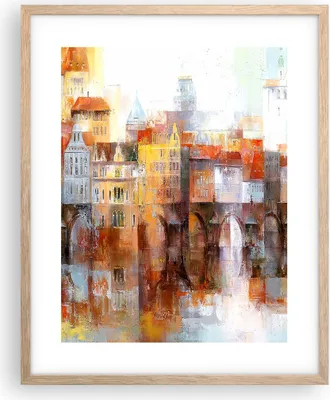 Produktbild von Gerahmtes Poster - Rahmen in heller Eiche - Stadt Mietshaus - 40x50 cm - Wand Bild - Wanddeko - Wandbilder - Kunstposter - Wandposter - Bilderrahmen - Bilder - Kunstdruck - Wandbild - P2NPA40x50-3476