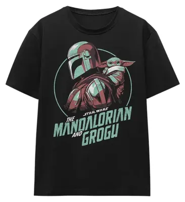 Image de T-shirt "The Mandalorian & Grogu" pour femmes, coupe ajustée, référence TV41349 (Taille S) (Noir)