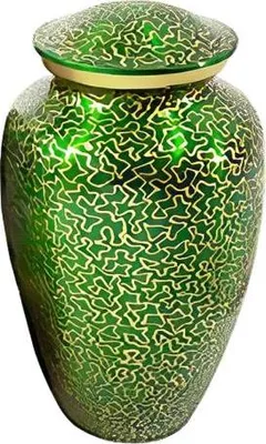 Immagine prodotto di Urne XXL per persone e animali domestici Ceneri-3,5 L | Urne metalliche per cani e gatti | Elegante urna commemorativa per ceneri Urna per persone | Urna verde con coperchio