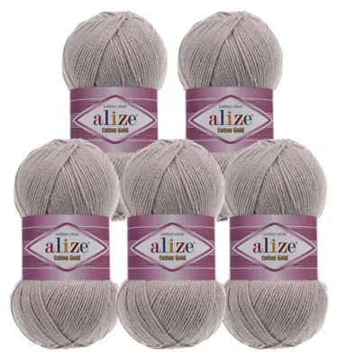 5 x 100g Strickgarn Alize Cotton Gold Uni Klassikgarn Häkelgarn grau