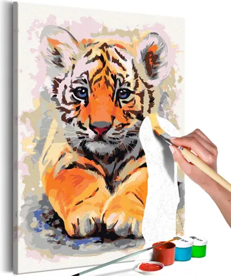 Zdjęcie produktu dla Zestaw do malowania liczbami Tygrys 40x50 cm z drewnianą ramą na płótnie dla dorosłych Malarstwo dla dzieci Zestaw do samodzielnego malowania n-A-0305-e-a