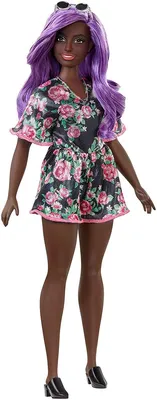 Produktbild von Mattel FXL58 - Barbie Fashionistas - Puppe im Blumenoutfit mit lila Haaren