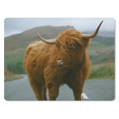 Produktbild von MuchoWow® Mauspad Mousepad Schottischer Highlander - Berg - Straße 23x19 cm - Mousepads - Maus Mat - Pad - Mausunterlage - Schreibtischunterlage - Mauspad