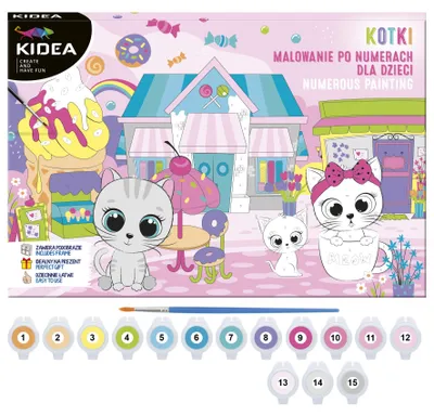 Immagine prodotto di Pittura per numeri Gatti Kidea