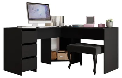 Produktbild von MIRJAN24 Eckschreibtisch Fotyn, Schreibtisch L-Form, Ecktisch vom Hersteller, Jungenzimmer (Farbe: Schwarz)