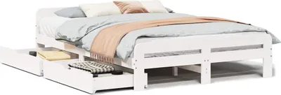 Produktbild von vidaXL Massivholzbett ohne Matratze Weiß 140x190 cm Kiefernholz