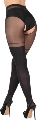 Produktbild von BANANALU Intimo Secret 20 Den Overknee Optik Ouvert Strumpfhose Nero M