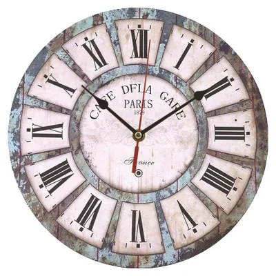Produktbild von 12 Zoll dicke Küchenwanduhr aus Holz – Retro-Bauernhausuhr, geräuschlos, batteriebetrieben,30cm