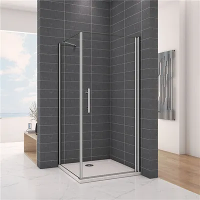 Produktbild von eckdusche H.195cm Duschtür:90cm Seitenwand:100cm Duschkabine Schwingtür Eckeinstieg Duschabtrennung 6mm ESG Nanoglas