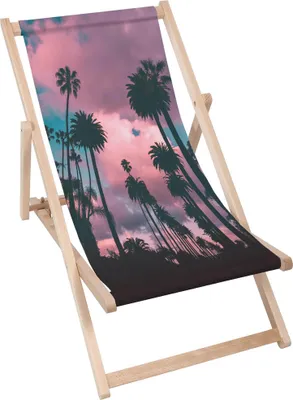 Produktbild von Dreamroots Liegestuhl klappbar Holz bis zu 130 kg, Sonnenliege klappbar mit 3-stufiger Neigungsregulierung der Rückenlehne, Clouds And Palms