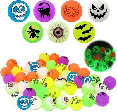 Productafbeelding van Halloween rubberballen voor kinderen - Set van 24 - Halloween Flummi - Rubberen bal - Springbal - Cadeauzakjes