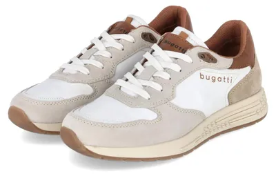 Image de Baskets basses Bugatti pour homme, couleur blanche, en cuir et textile, taille 40