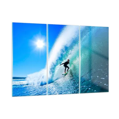 Produktbild von Bilder auf glas - Windsurfing strand ozean spaß - 105x70cm - Glasbilder - Wandbilder - Kunstdruck - zum Aufhängen bereit - Wanddekoration aus Glas - Glas Bilder - Wandbild auf Glas - GCE105x70-2270