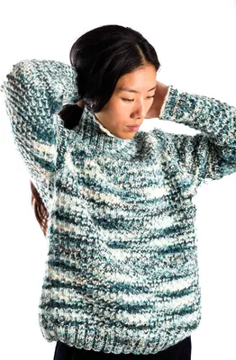 Produktbild von Fuza Wool of Denmark Damen Butterfly HN Wollpullover multi ocean L/XL