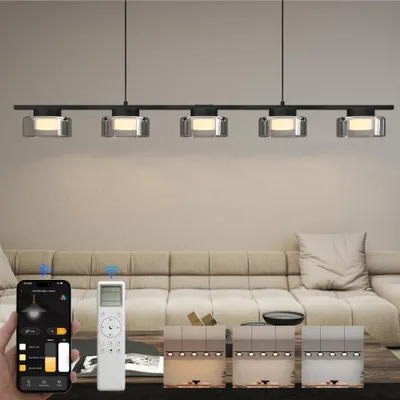 Produktbild von doporro Pendelleuchte LED Hängelampe dimmbar Hängeleuchte höhenverstellbar 118.5cm Esszimmerlampe mit Fernbedienung Schwarz 15W Alivetta7915