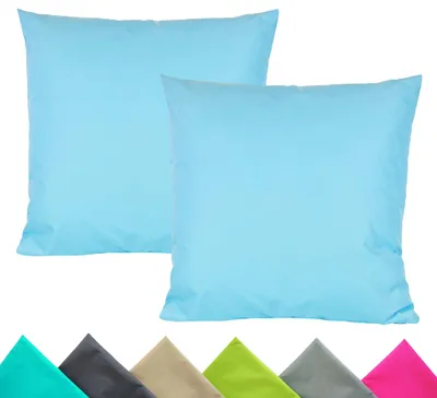 Produktbild von JACK 2er Set 40x40cm Outdoor Kissenhülle Kissenbezug Wasserfest Sitzkissen Lounge Kissen Garten Stuhl Lotus Effekt, Farbe:Hellblau