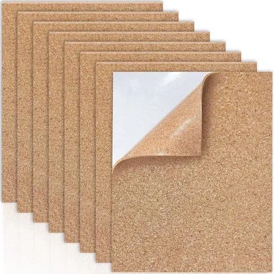 Obrázok produktu pre Samolepiace korkové dosky – korkové kolíky – na zavesenie oznámení – sada 8 kusov – 30 x 21 cm – prírodný korok