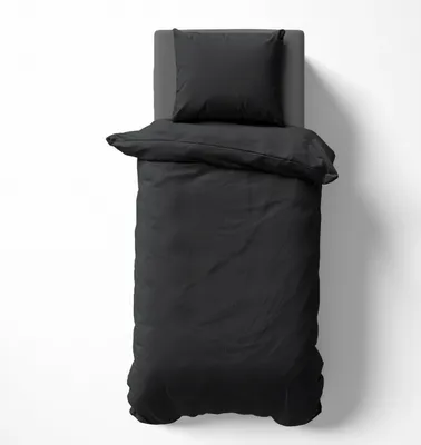 Produktbild von 4 teilige Uni Bettwäsche 135x200 cm Mikrofaser Schwarz Bettbezug Garnitur Set