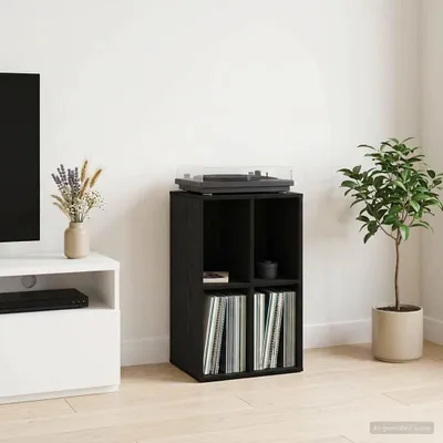 Produktbild von Möbel Schallplattenschrank Schwarz Eichen-Optik 44,5 x 36,5 x 74,5 cm - CD- & DVD-Regale &1975