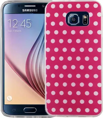 Produktbild von Handy Hülle für Samsung Galaxy S6 Cover Case Schutz Tasche Motiv Slim Silikon TPU Polka Dot Pink
