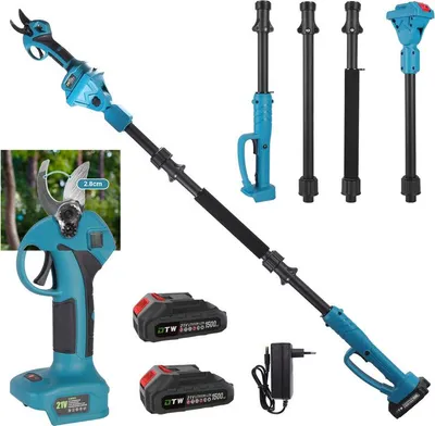 Image de Élagueuse sans fil - 400 W, diamètre de coupe max. 2,5 cm, 2 × batteries 1500 mAh, tige de rallonge de 2 m, élagueuse télescopique légère