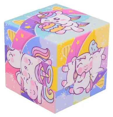 Zdjęcie produktu dla Kostka puzzle z jednorożcem Johntoy