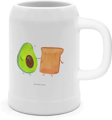 Produktbild von Mr. & Mrs. Panda Krug Avocado Toast - Weiß - Geschenk, Keramikkrug, Hochzeit, Steinkrug, Liebe, Tonkrug, Bier Seidel, Toastbrot, Humpen