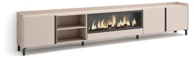 Produktbild von TV-Möbel Holzeffekt beige 315x35x61cm Kamin mit Feuereffekt XXL