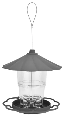 Obrázok produktu pre Priehľadný závesný krmítko pre vtáky v tvare pavilónu s strechou, vhodné do záhrady alebo na dvor